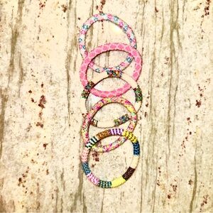 Set of 5 Sashka Beaded Roll-On Bracelets - Pink